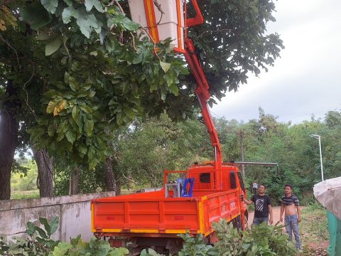 องค์การบริหารส่วนตำบลนาหว้า ตัดแต่งกิ่งไม้บริเวณข้างวัดสว่างอารมณ์ บ้านหนองบัว หมู่10